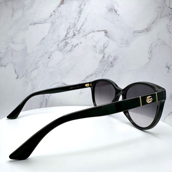 New Gucci Sunglasses Black Acetate Round Gold Metal GG Logo Italy Authentic - Picture 11 of 16